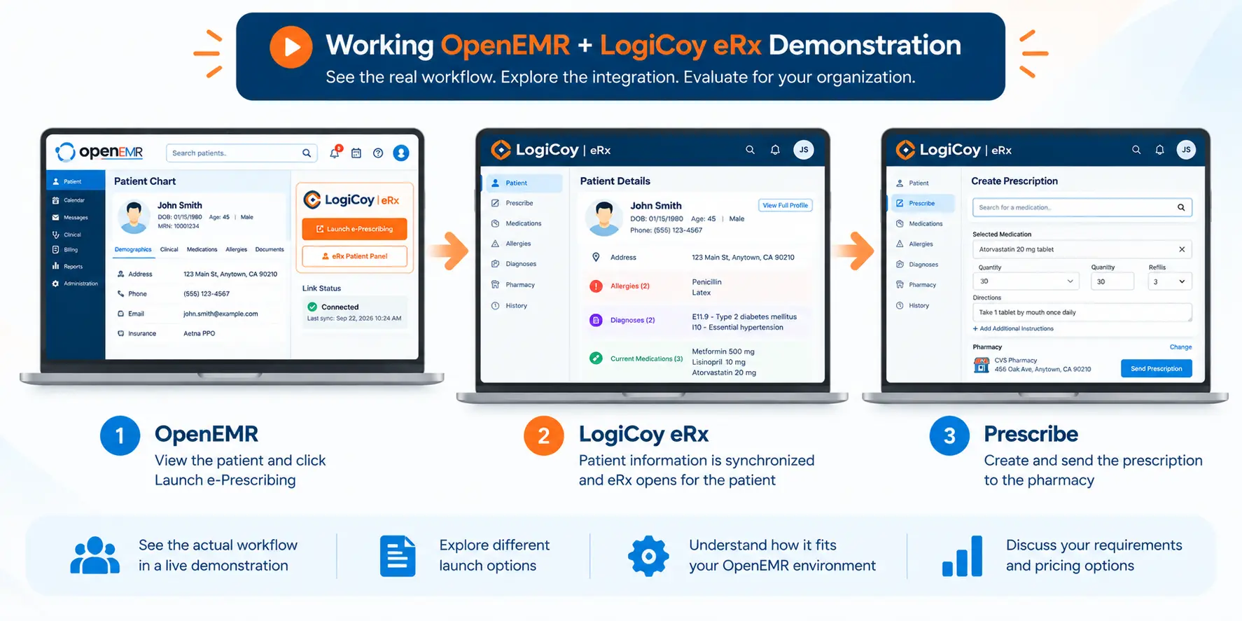 Working OpenEMR and LogiCoy eRx integration demonstration